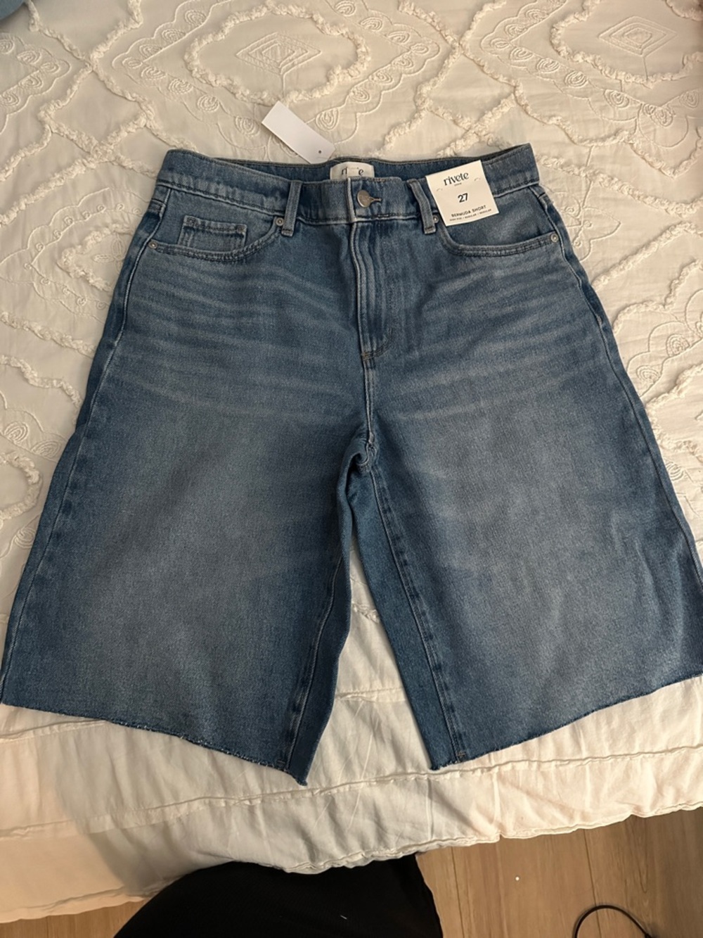 LOFT Medium Wash Denim Bermuda Jean Shorts